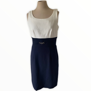 Studio One navy and white‎ sheath dress